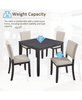5-Piece Dining Table Set for 4, Small Kitchen Table and Chairs Set, Modern Wooden Dining Set for Apartment or Breakfast Nook