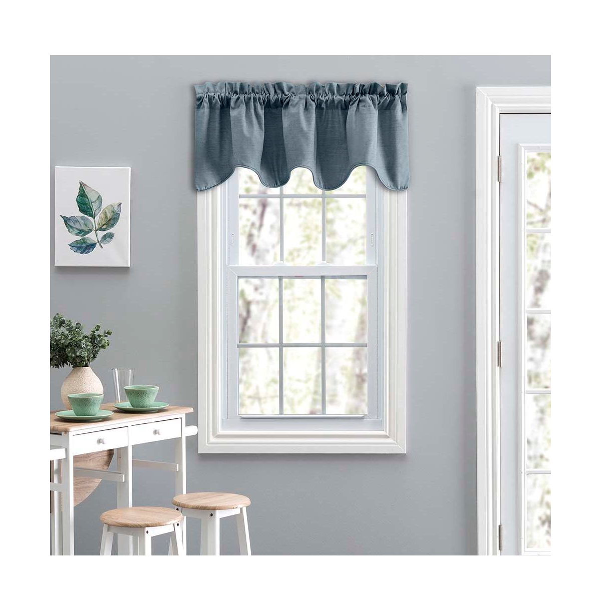 Ellis Curtain Lisa Solid Lined Scallop Valance 58" x 15" Dusty Blue