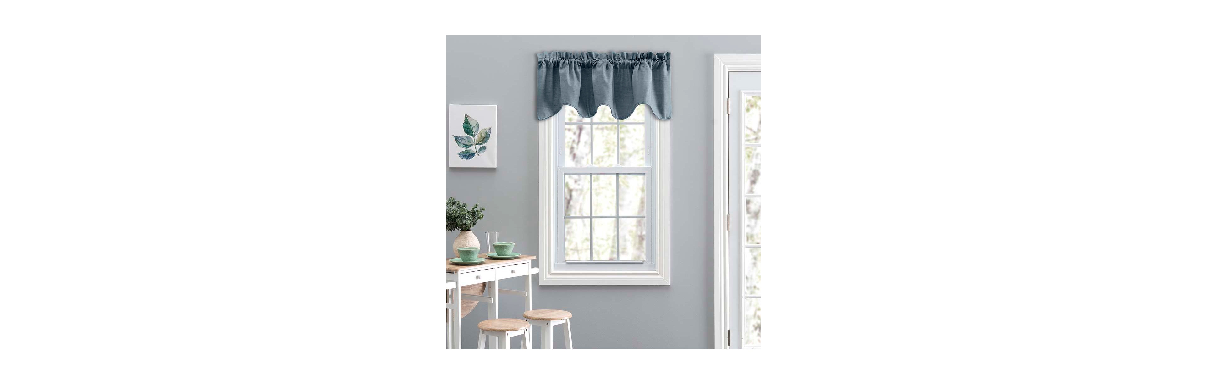 Ellis Curtain Lisa Solid Lined Scallop Valance 58" x 15" Dusty Blue