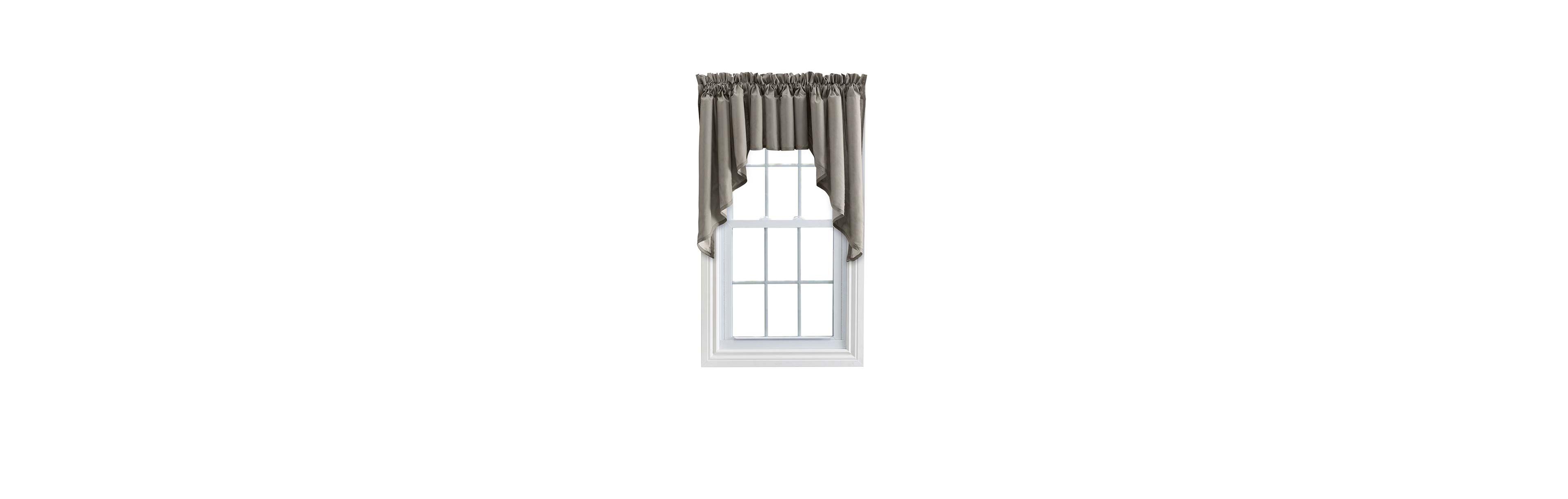 Ellis Curtain Stacey Lined 3" Rod Pocket High Quality Fabric Solid Color Window Swag Set 126"x63" Grey