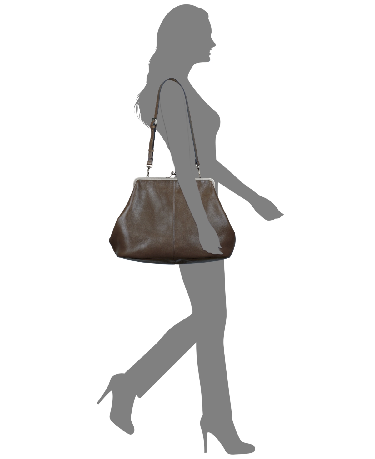 Patricia Nash Serafina Extra Large Leather Kisslock Bag In Brown