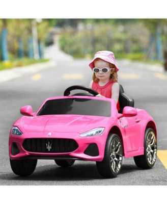 12V Kids Ride-On Car with Remote Control and Lights-Pink