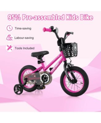 12" Kid s Bike with Training Wheels Adjustable Handlebar & Seat Handbrake