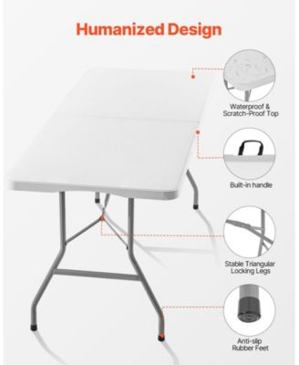 1Pc HDPE, Carbon Steel Portable Folding Table