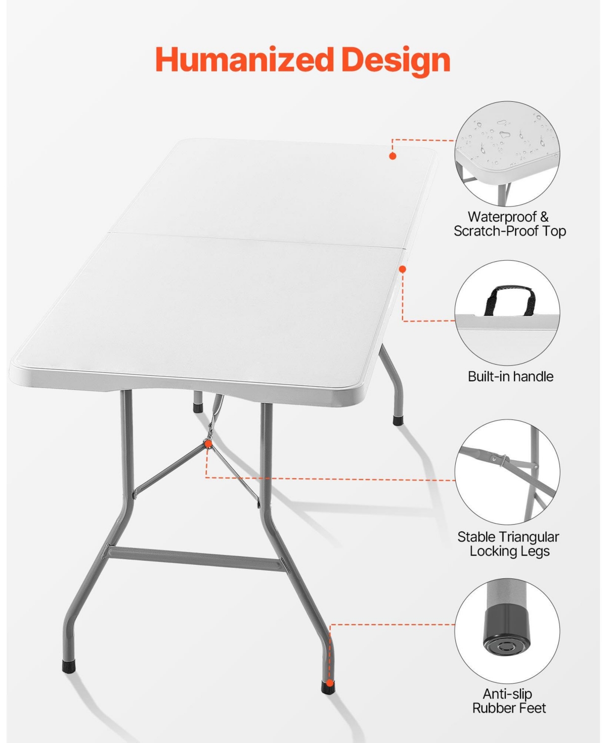 Slickblue 1Pc Hdpe, Carbon Steel Portable Folding Table