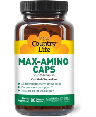 Country Life Max-Amino with B-6 (Blend Of 18 Amino Acids) ,180 Caps