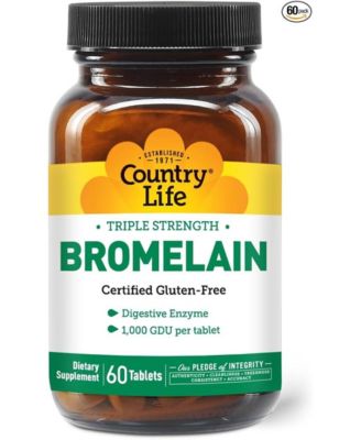 Country Life Triple Strength Bromelain ,1000 Gdu ,60 Tabs