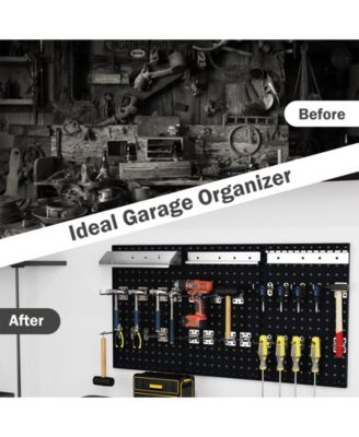 Wall-Mounted Pegboard Kit with 3 Pegboards for Garage Workshop-Black