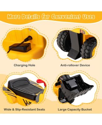 6V Kids Ride On Bulldozer with Folding Basketball Hoop and Balls