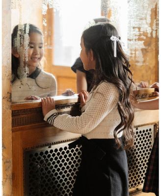 Toddler Girls Organic Peter Pan Collar Sweater Dress with Bow