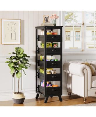 44.88" Tall 5-Tier Narrow Snack Stand Kitchen Stand Fruit Basket,Wood Fruit and Vegetable Storage Rack