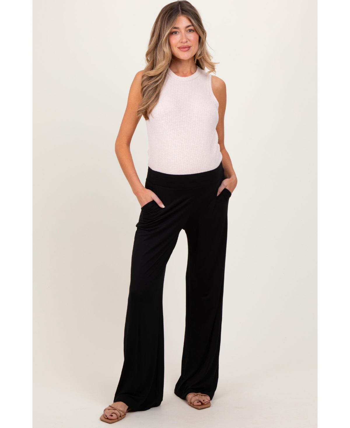 Pinkblush Maternity Black Basic Wide Leg Pocketed Pants