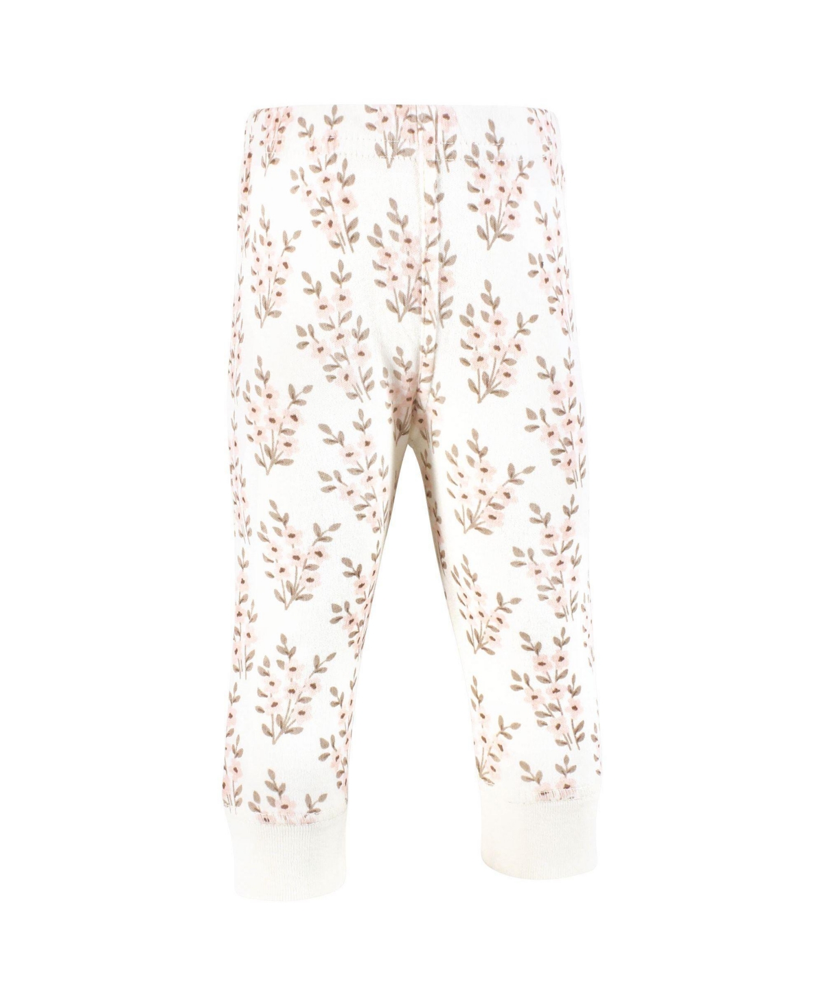 Hudson Baby Toddler Girls Cotton Pants and Leggings, Pink Taupe Florals