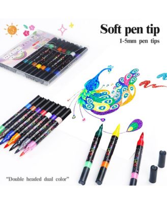 24 Colors Glitter Markers, Dual-Tip Sparkle Pens, Perfect for Crafts, Scrapbooking and Gift Decoration