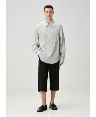 Men's Striped Cotton-Blend Woven Relaxed-Fit Shirt