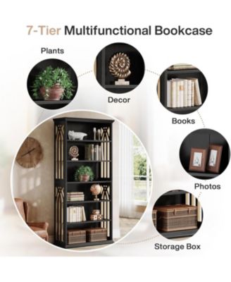 6-Tier Kitchen Pantry, 75-Inch Tall Pantry Cabinet, Large Freestanding Storage Shelves, Wood Pantry Organizer