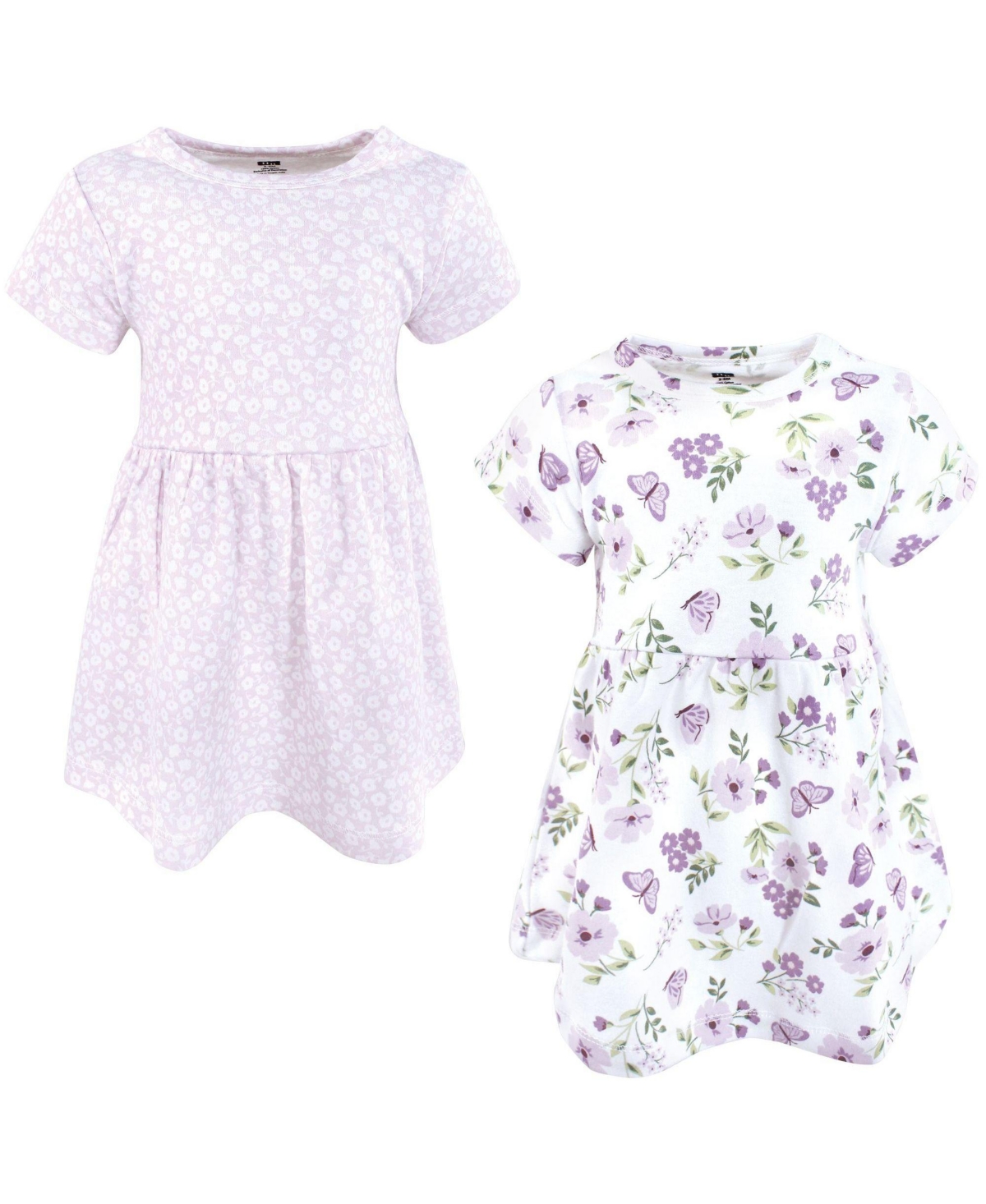 Hudson Baby Toddler Girls Cotton Dresses, Purple Butterfly Floral