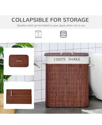 Bamboo Laundry Basket, Collapsible Laundry Hamper,