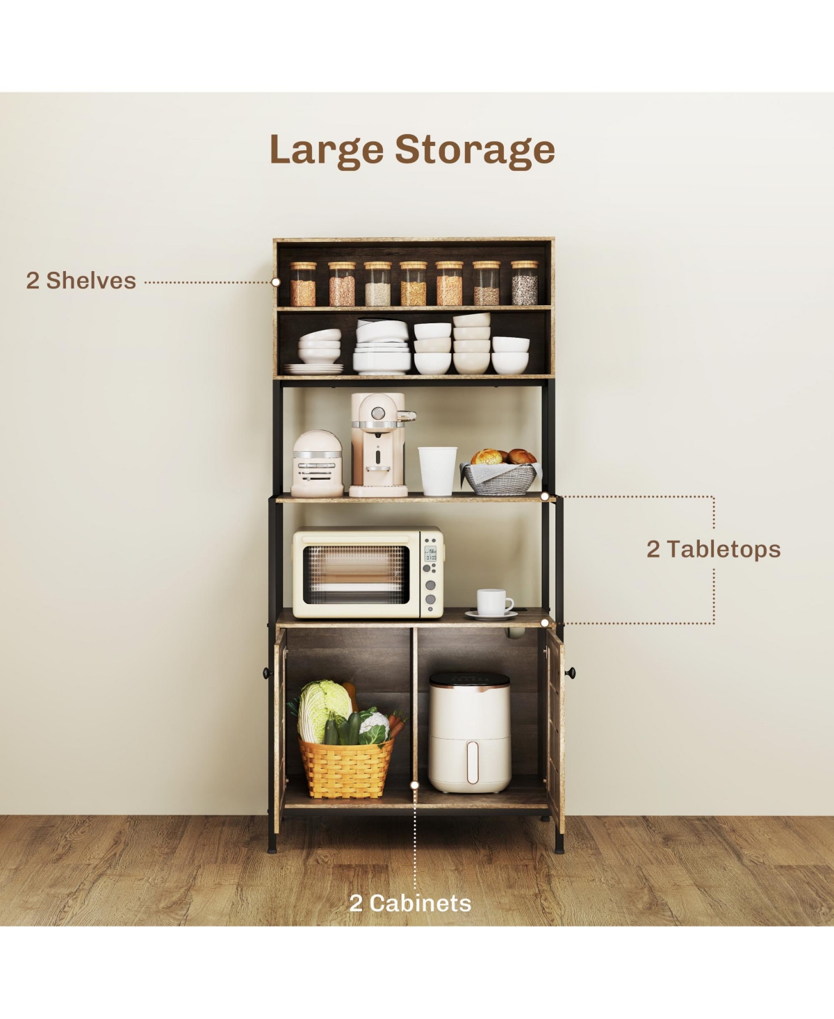 Homcom Baker's Rack, Bar Cabinet with Power Outlet,