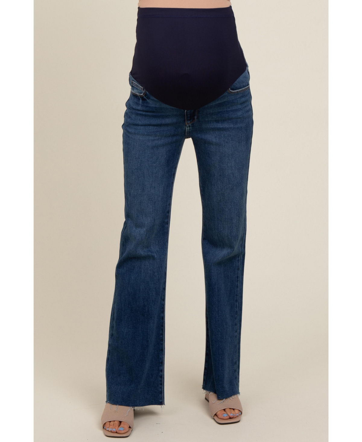 Pinkblush Maternity Black Flare Leg Raw Hem Jeans