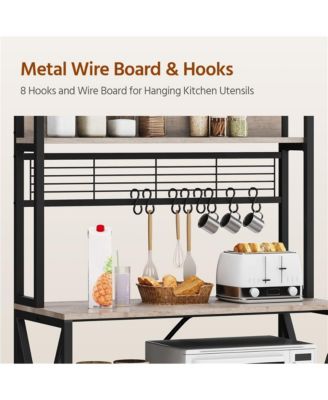 5-Tier Engineered Wood and Metal Baker s Rack with Power Outlets