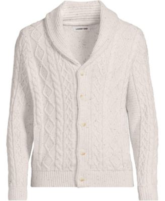 Men's Long Sleeve Cotton Blend Cable Shawl Cardigan