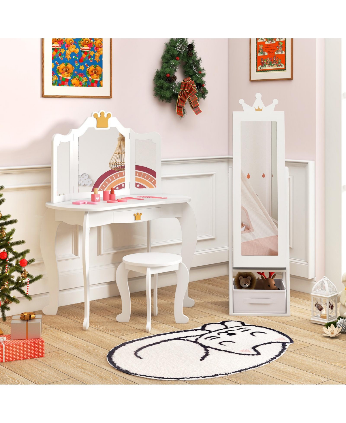 Free-Standing Full Length Kids Jewelry Armoire Cabinet