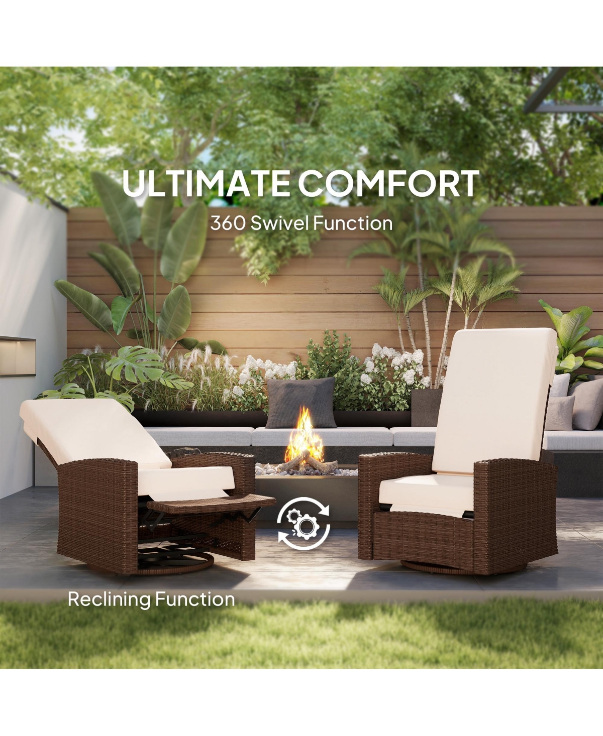 Outsunny Reclining Rat 360° Swivel Chair Cushioned Recliner,