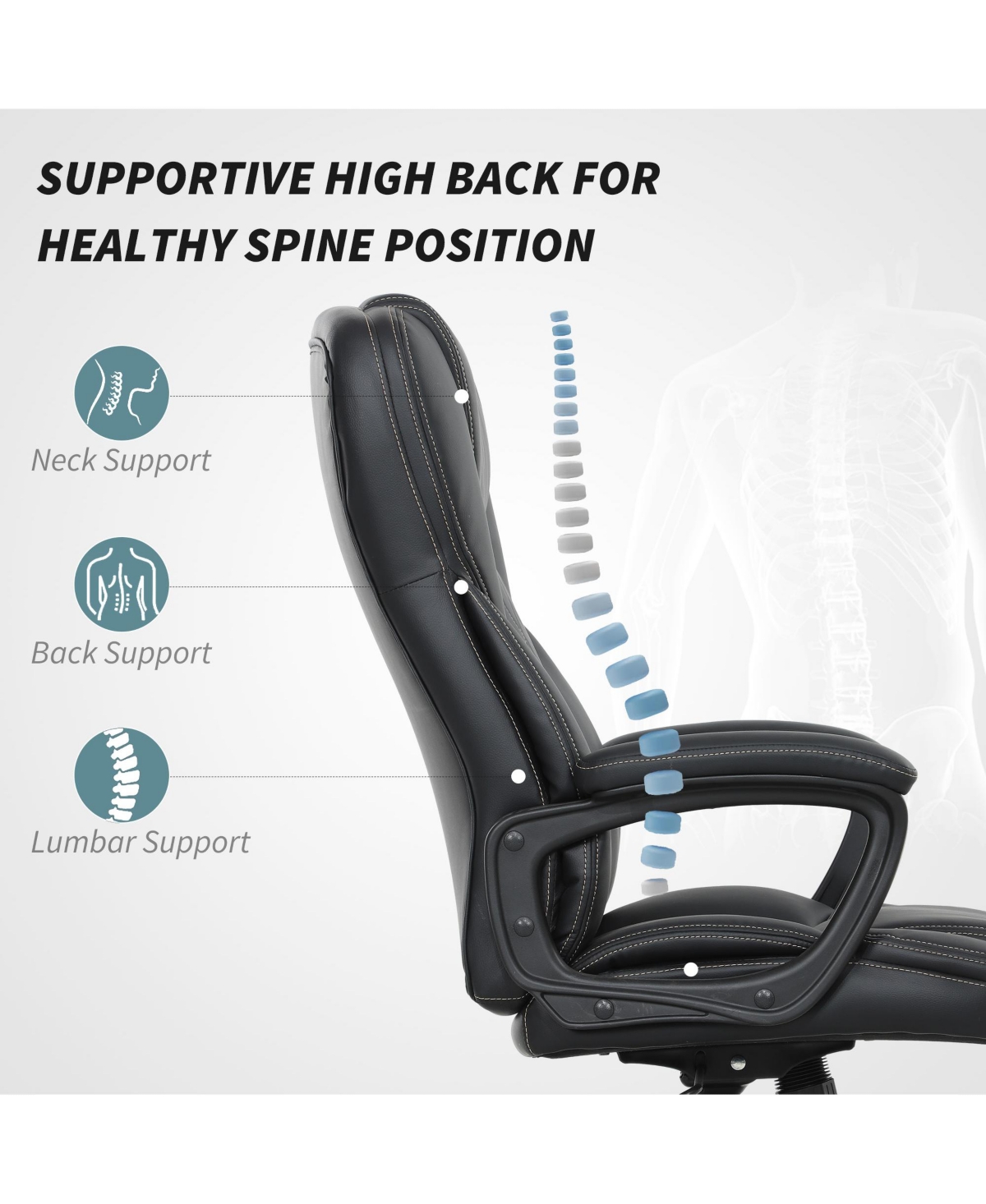 Homcom Executive Office Chair Pu Leather Desk with High Back