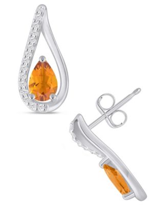 Gemstone and Diamond Earrings (1/6 ct. t.w.) in 10k White Gold (also in 10k Yellow Gold)