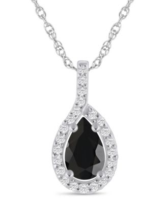 Gemstone and Diamond Halo Pendant Necklace (1/5 ct. t.w.) in 10k White Gold (also in 10k Yellow Gold)