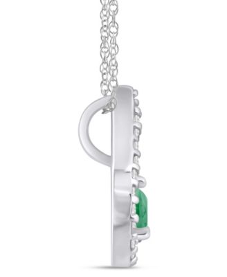 Gemstone and Diamond Halo Pendant Necklace (1/6 ct. t.w.) in 10k White Gold (also in 10k Yellow Gold)