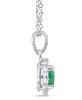 Gemstone and Diamond Halo Pendant Necklace (1/20 ct. t.w.) in 10k White Gold 