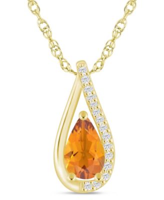 Gemstone and Diamond Pendant Necklace (1/10 ct. t.w.) in 10k White Gold (also in 10k Yellow Gold)