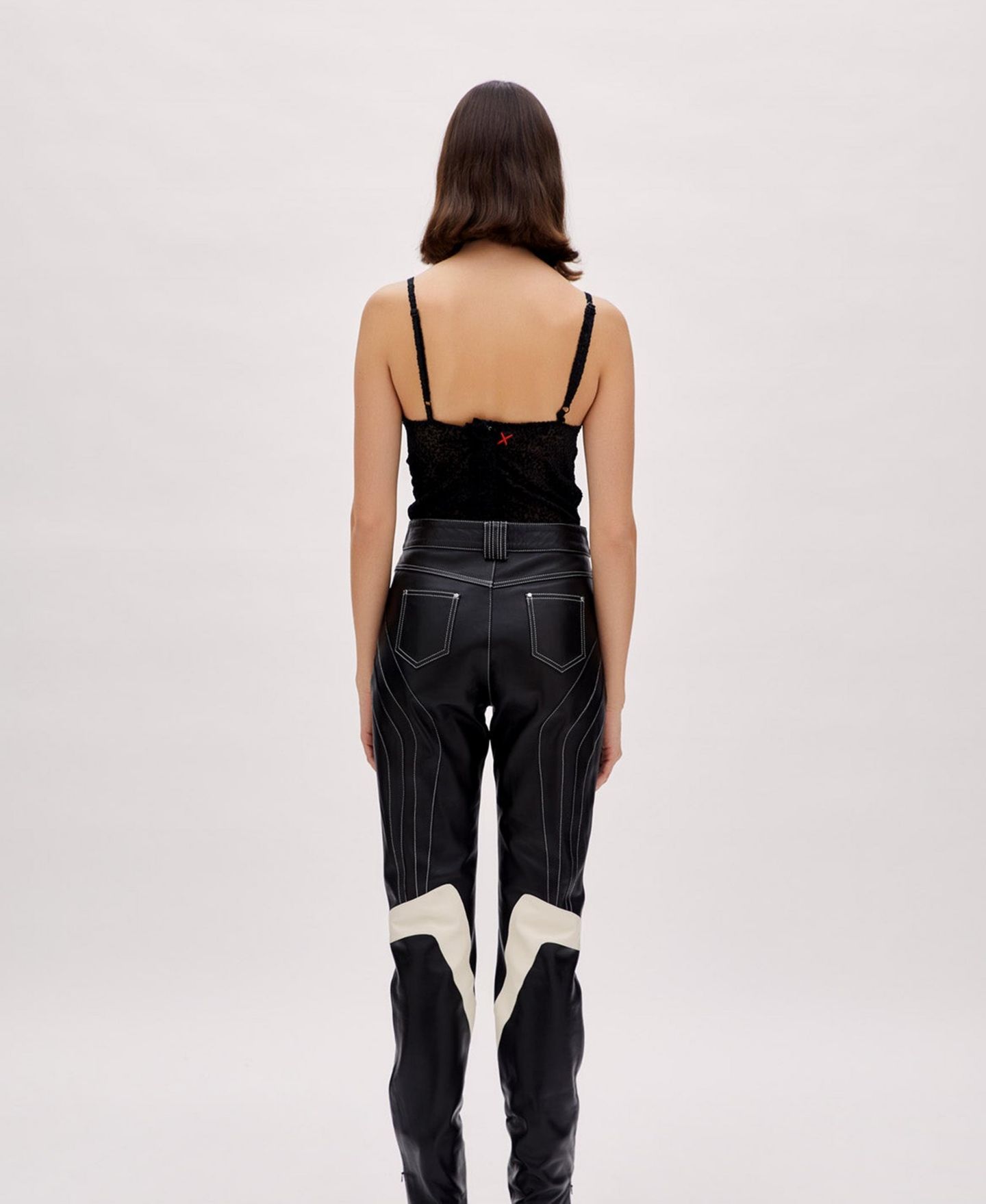 Женские брюки PCFG Boomerang Leather, цвет: Чёрный / Белый — фото 9