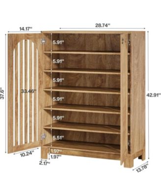 Shoe Cabinet with Airy Doors, 6-Tier Entryway Shoe Storage Rack Organizer with Adjustable Shelves