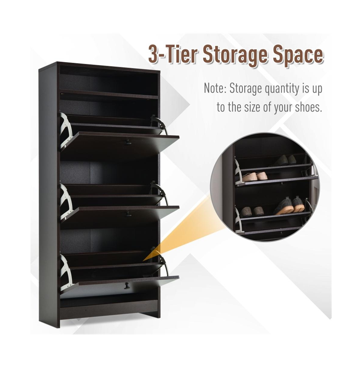 Modern Shoe Storage Cabinet with Drawers and Adjustable Shelves
