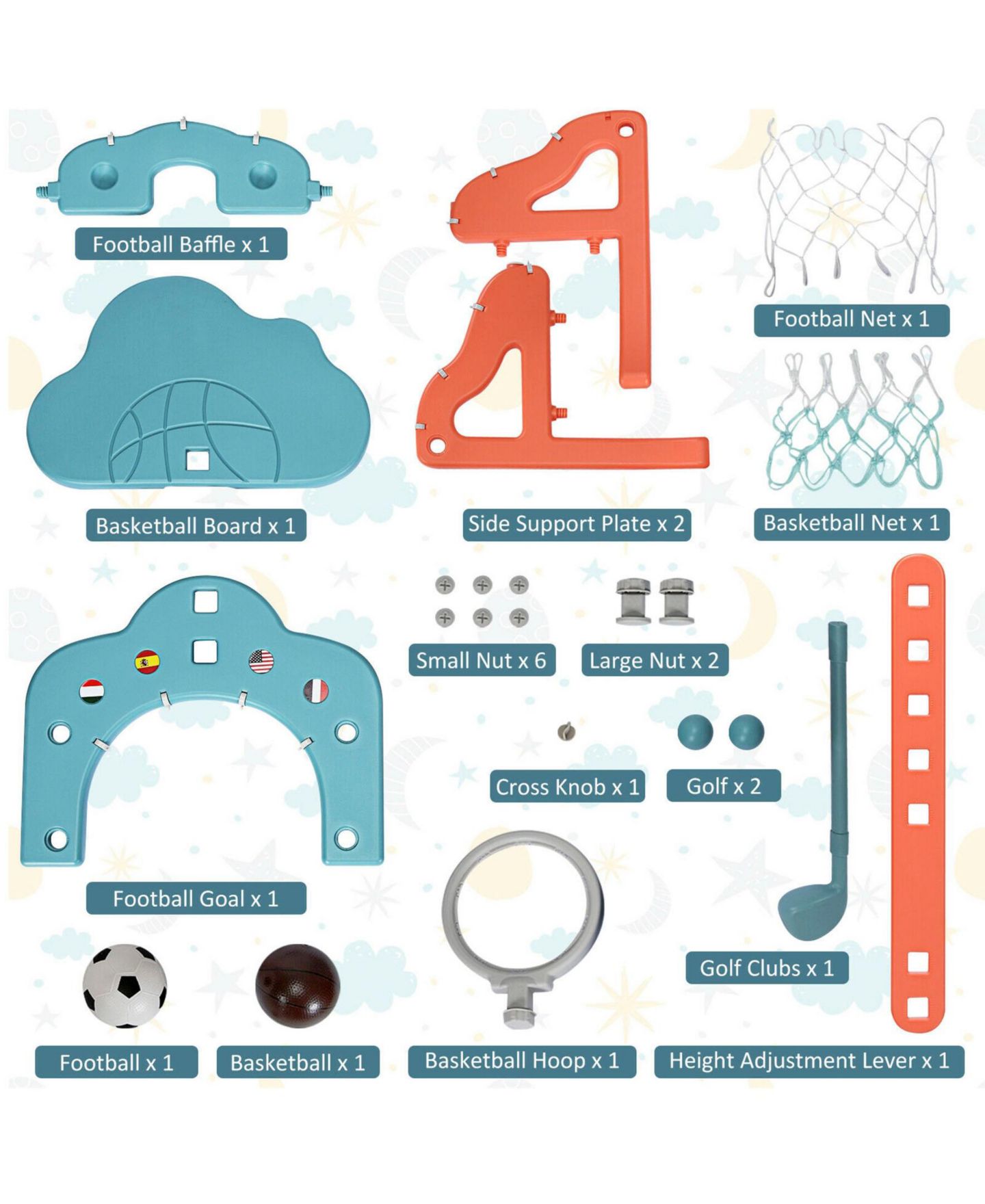 Детские игрушки SUGIFT 3-in-1 Adjustable Basketball Hoop Set, Ages 18 Months+, цвет: Зелёный — фото 10