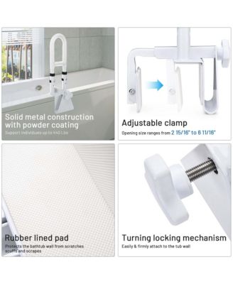 Bathtub Grab Bar Safety Rail Adjustable Shower Handle Locking Clamp 330Lbs