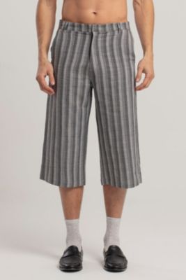 Men's Linen-Cotton Blend Checked Woven Shorts