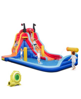 5-in-1 Inflatable Bounce House with 2 Water Slides and Large Splash Pool With 950W Blower