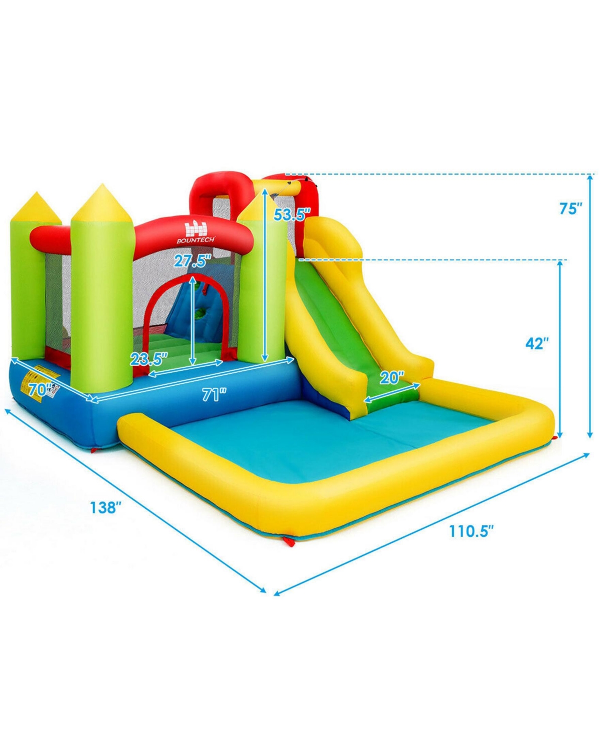 Sugift Inflatable Bounce House Water Slide Jump Bouncer without Blower