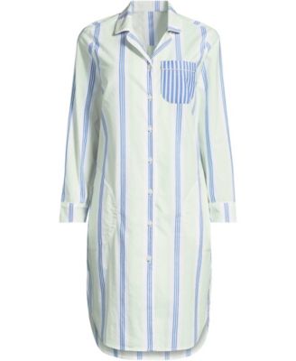 Women's Cotton Poplin Long Sleeve Sleepshirt Nightgown