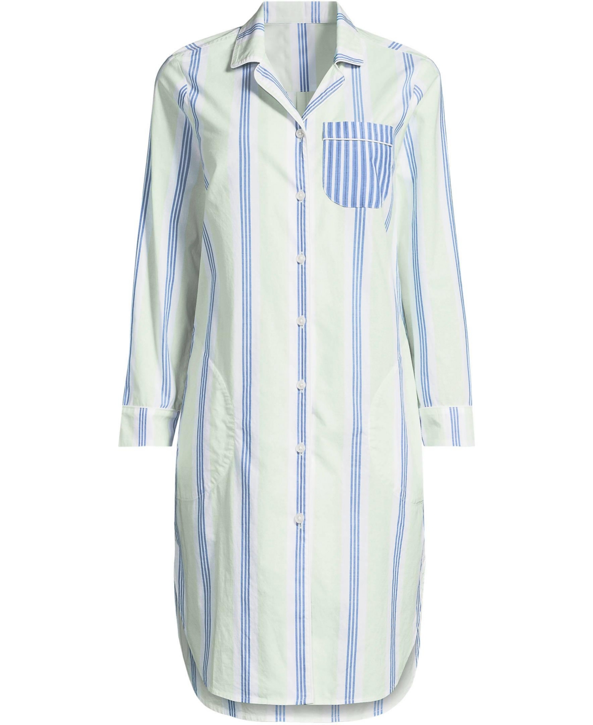 Lands' End Women's Cotton Poplin Long Sleeve Sleepshirt Nightgown