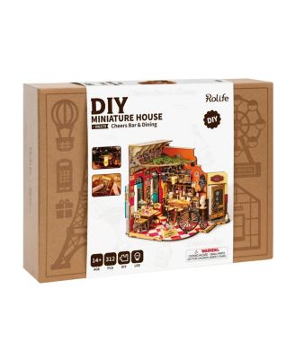 3D Puzzles Miniature House DIY Craft Kit, Wooden Puzzle Bar Restaurant Dollhouse for Adults