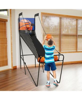 Foldable Single Shot Basketball Arcade Game with Electronic Scorer and Basketballs