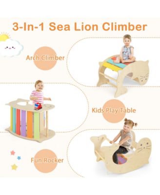 7-in-1 Indoor Climbing Toys for Toddlers with Reversible Ramp-Multicolor