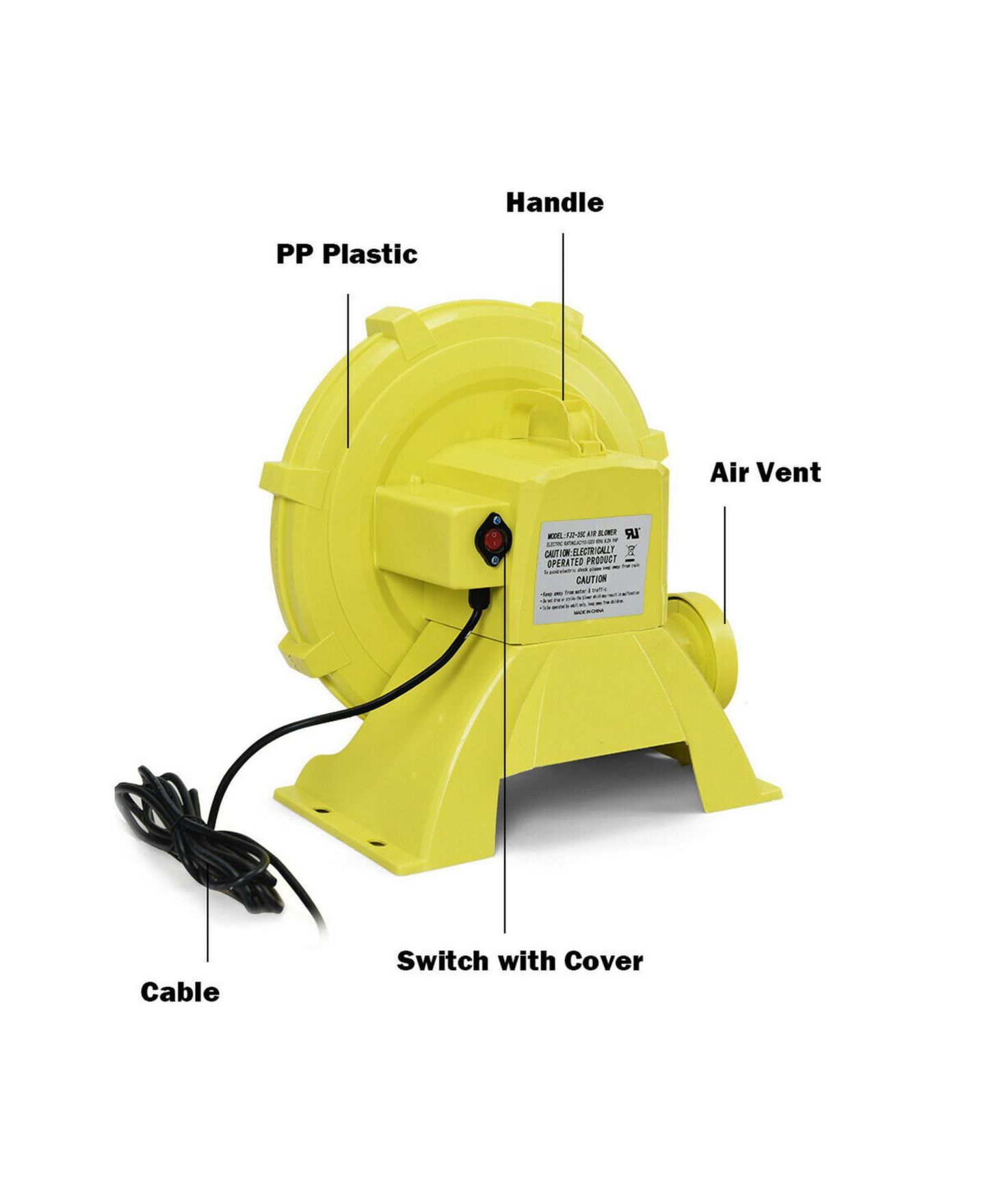 Детские игрушки SUGIFT 950 W 1.25 Hp Portable Air Blower Pump for Inflatable Bounce Houses, Ages 14+, цвет: Жёлтый — фото 4