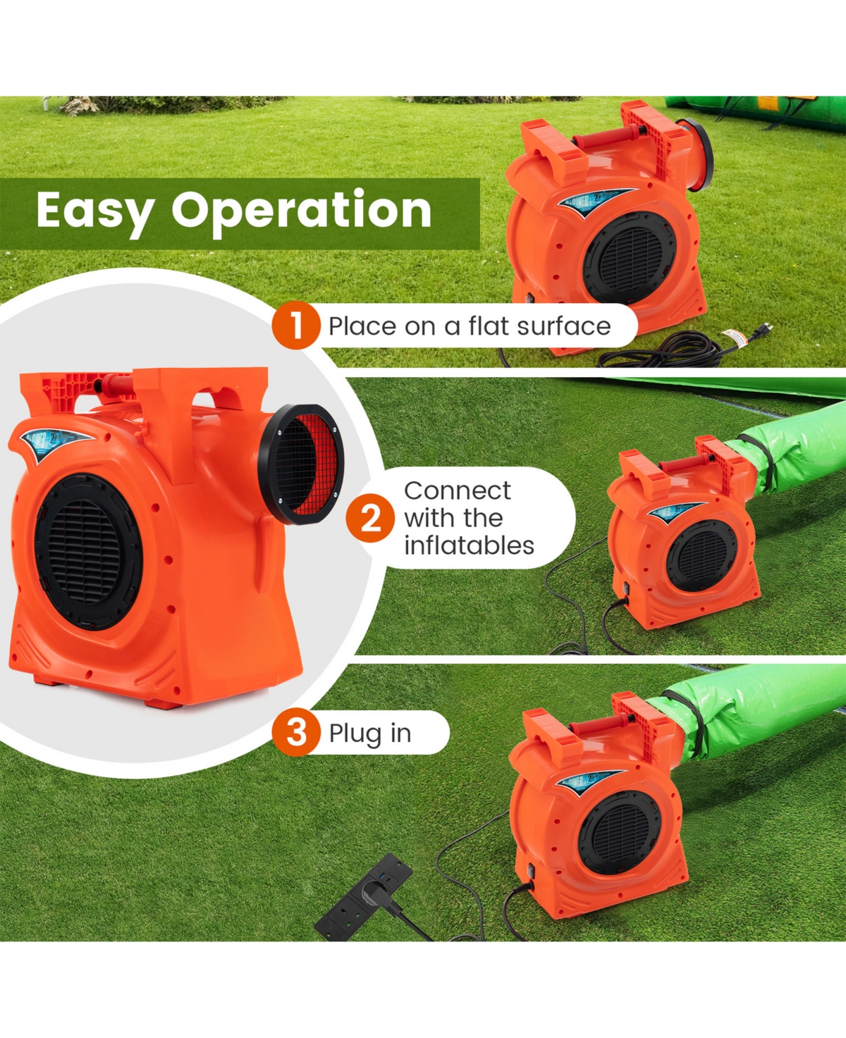 1500W 2 Hp Commercial Air Blower for Giant Outdoor Inflatable Bounce House