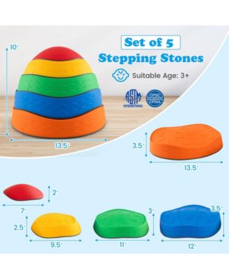 5-Piece Kids Stackable Round River Stepping Stones Indoor Outdoor – Multicolor